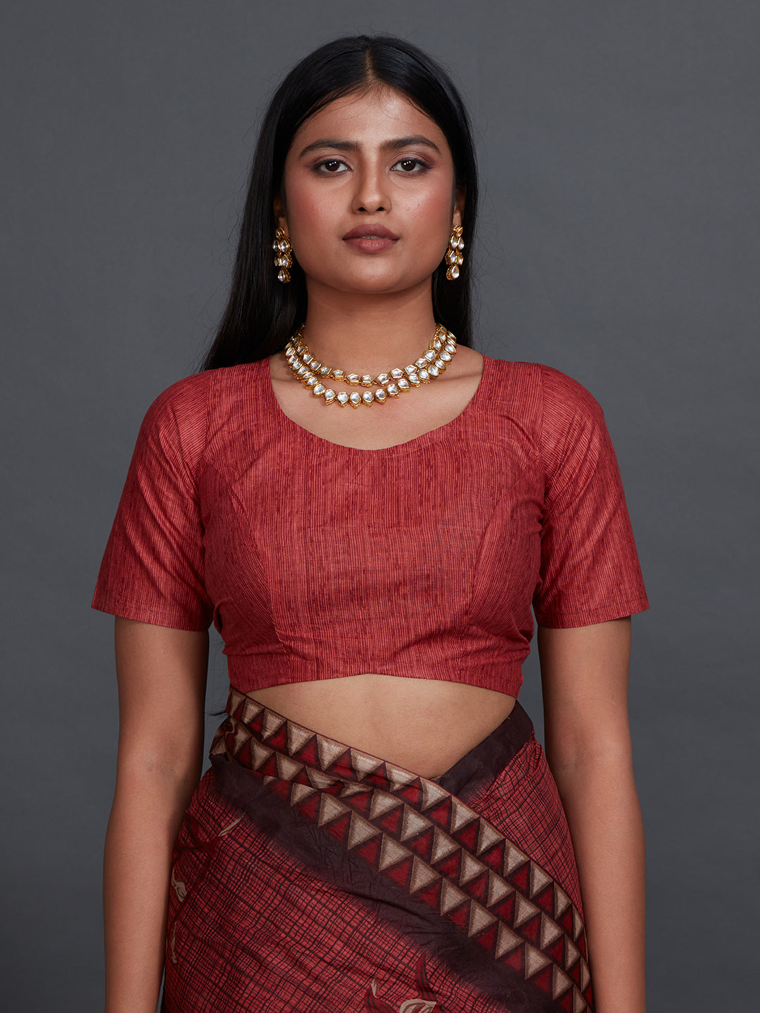 ANJLEE Red Printed Pure Cotton Saree