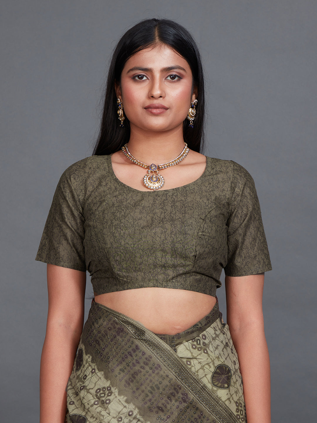 SAMAIRA Olive Printed Pure Cotton Saree