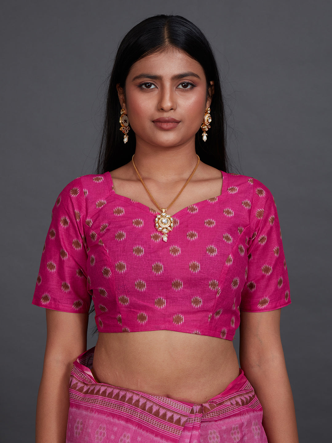 KANCHI COTTON Pink Printed Pure Cotton Saree