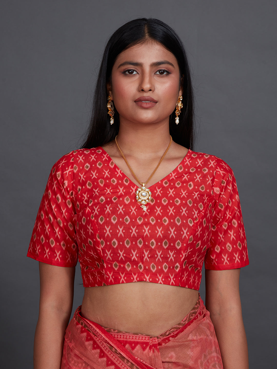 KANCHI COTTON Red Printed Pure Cotton Saree