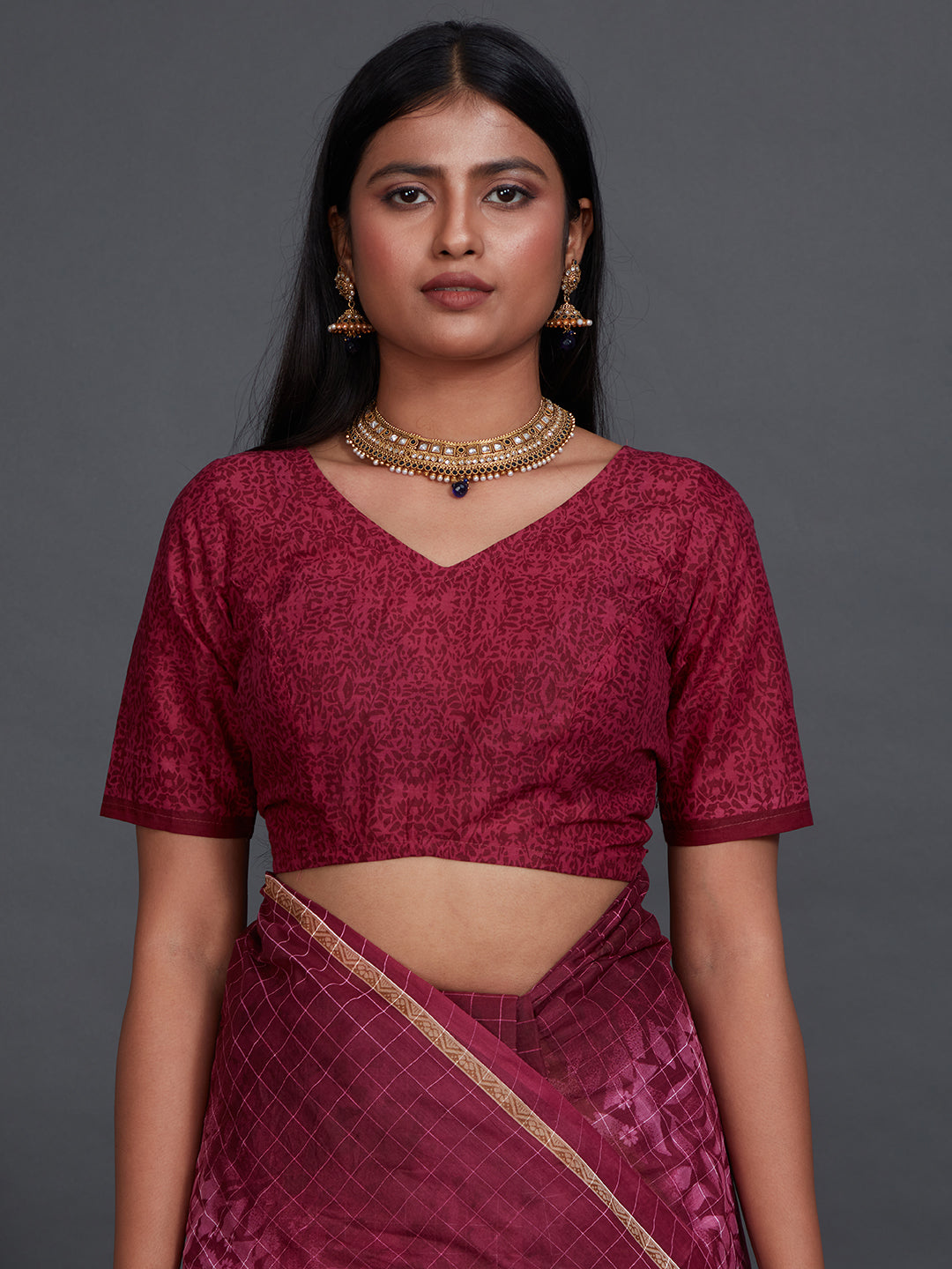 JAIPURI Purple Printed Pure Cotton Saree