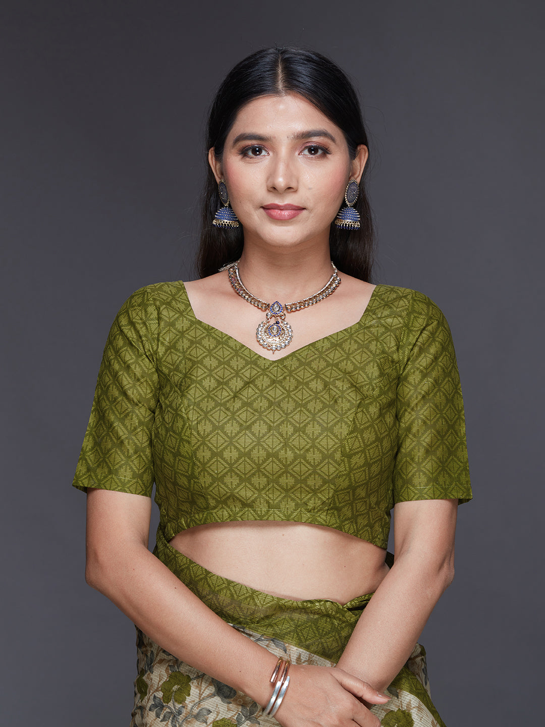 KOTA QUEEN Olive Printed Pure Cotton Saree
