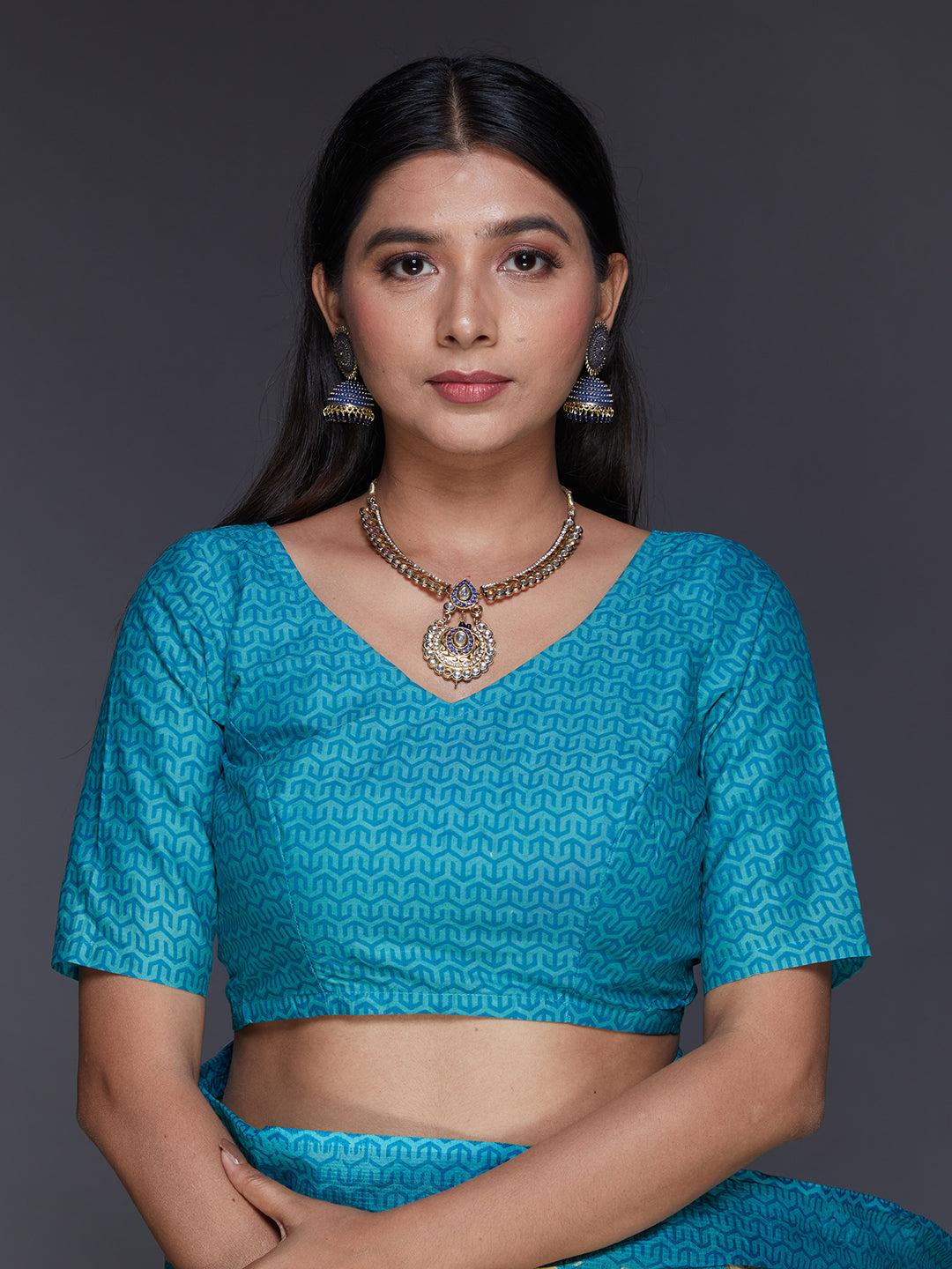 KOTA QUEEN Blue Printed Pure Cotton Saree