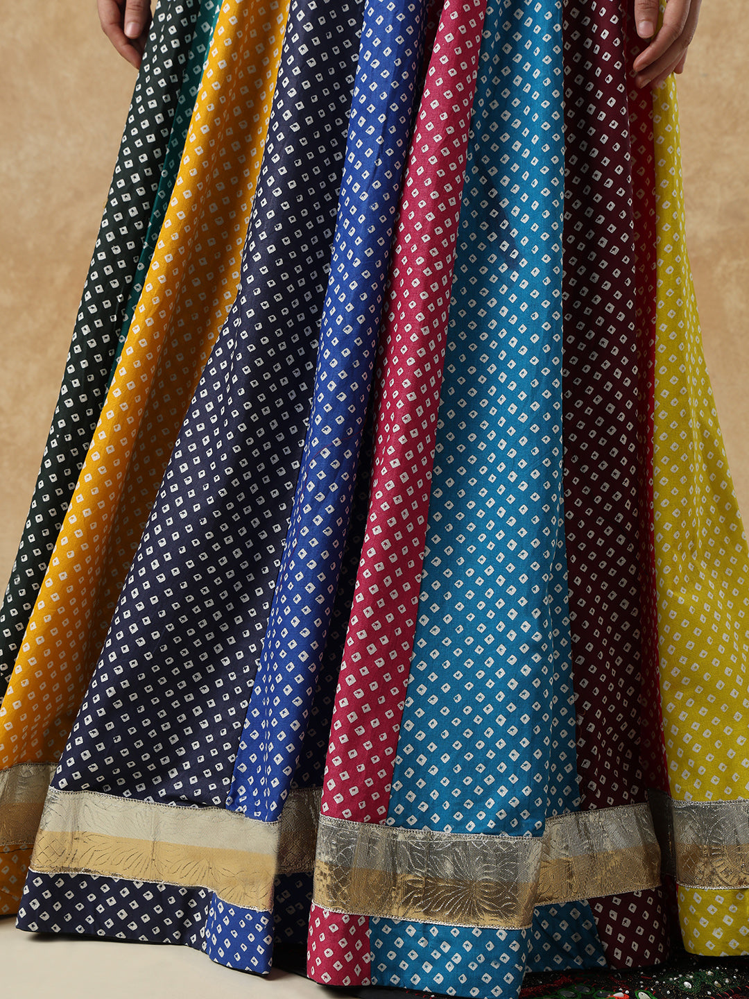 Badhani Printed Multicolour Garba Cotton Readymade Skirt For Navratri