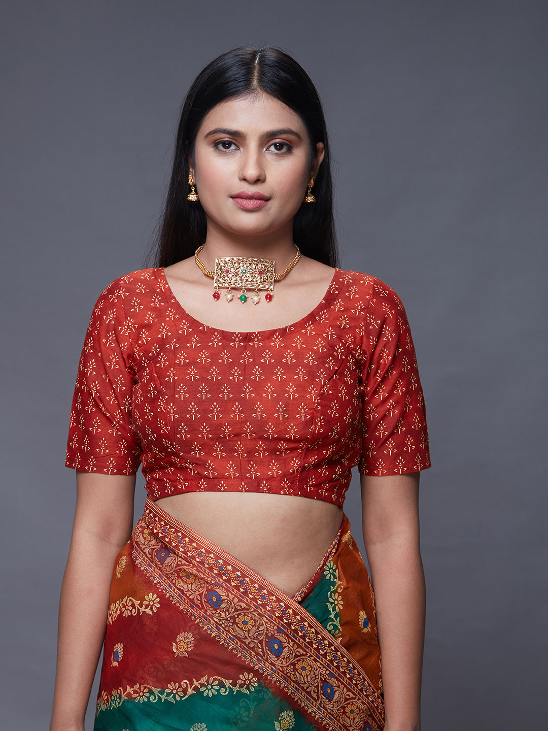 RANGEELI Orange Rangkat Printed Pure Cotton Saree