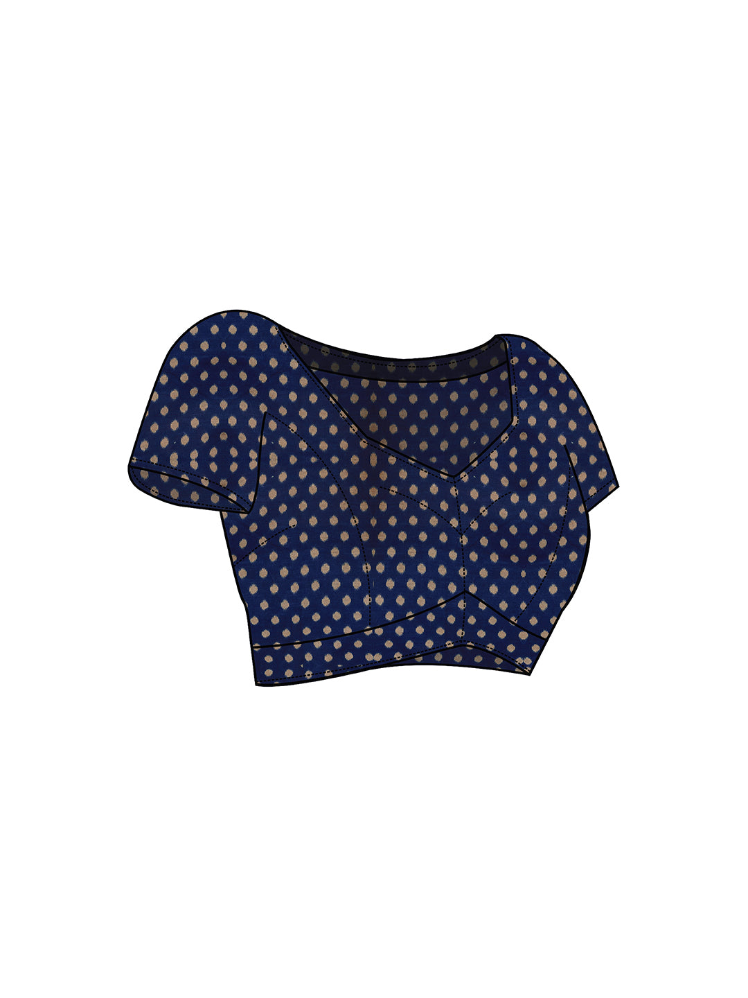 PANETAR Navy Blue Printed Pure Cotton Saree