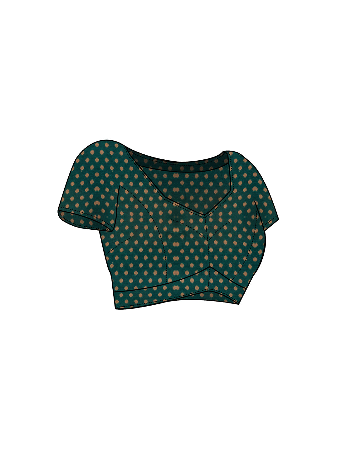 PANETAR Green Printed Pure Cotton Saree
