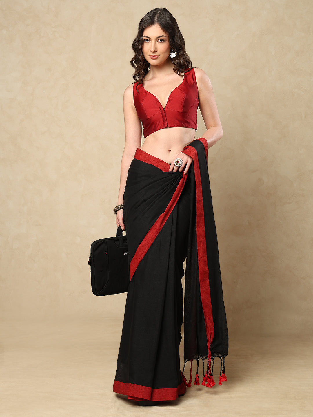 Maroon Taffeta Sleeveless Readymade Blouse