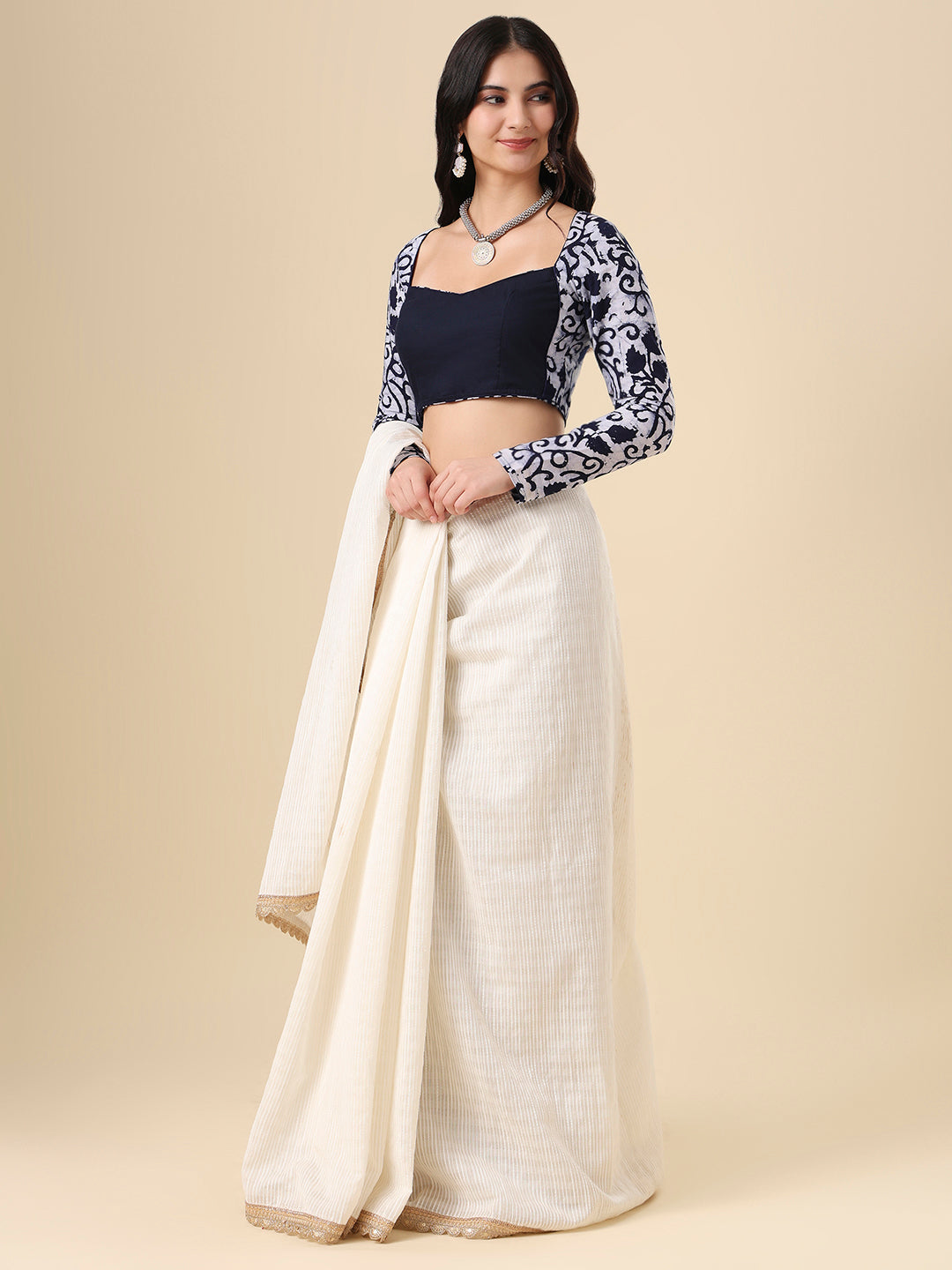 Blue Pure Cotton Batik Printed Readymade Blouse