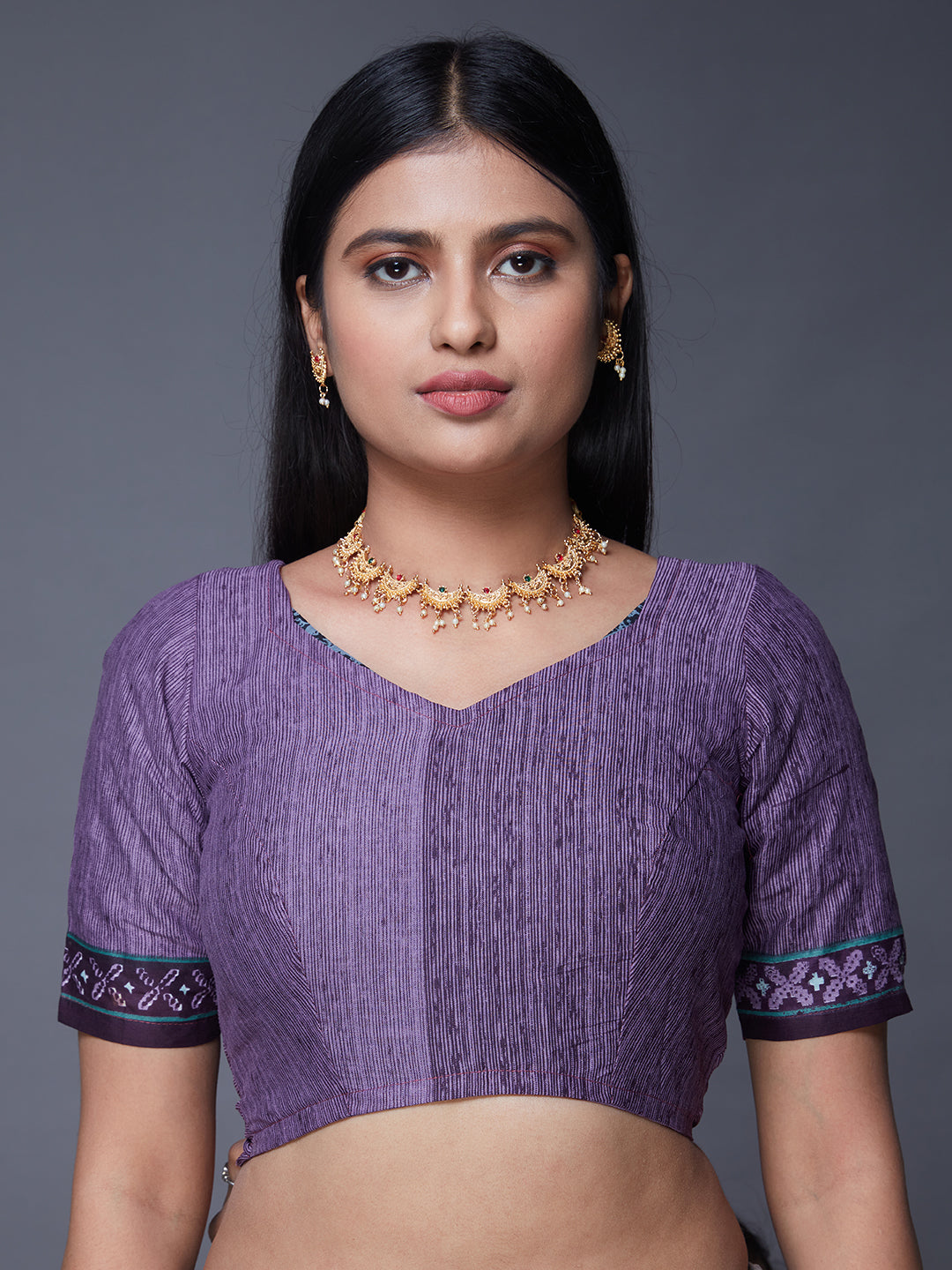 DIMPLE Purple Printed Pure Cotton Saree