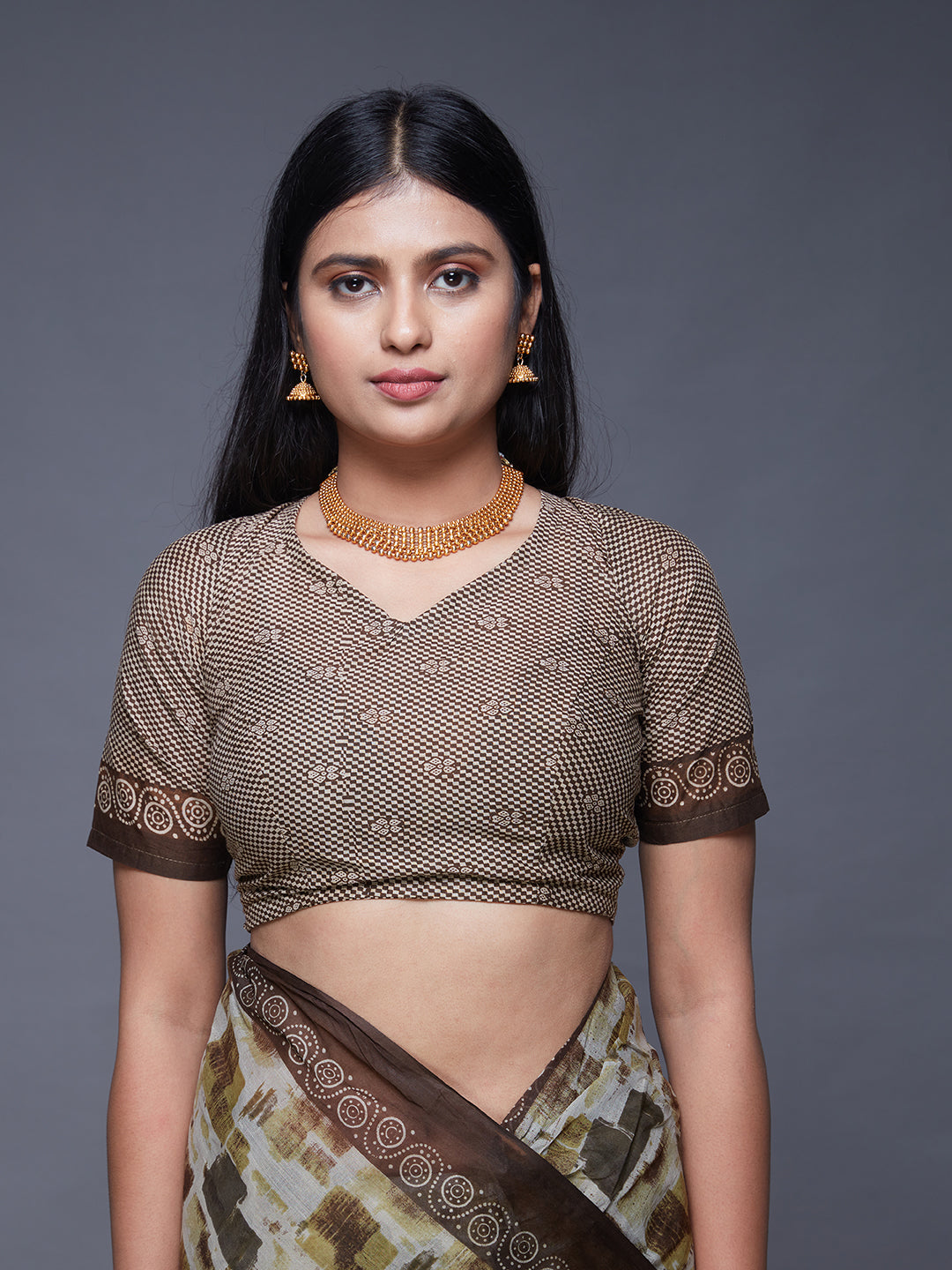 KASHMIRA Olive Printed Pure Cotton Saree