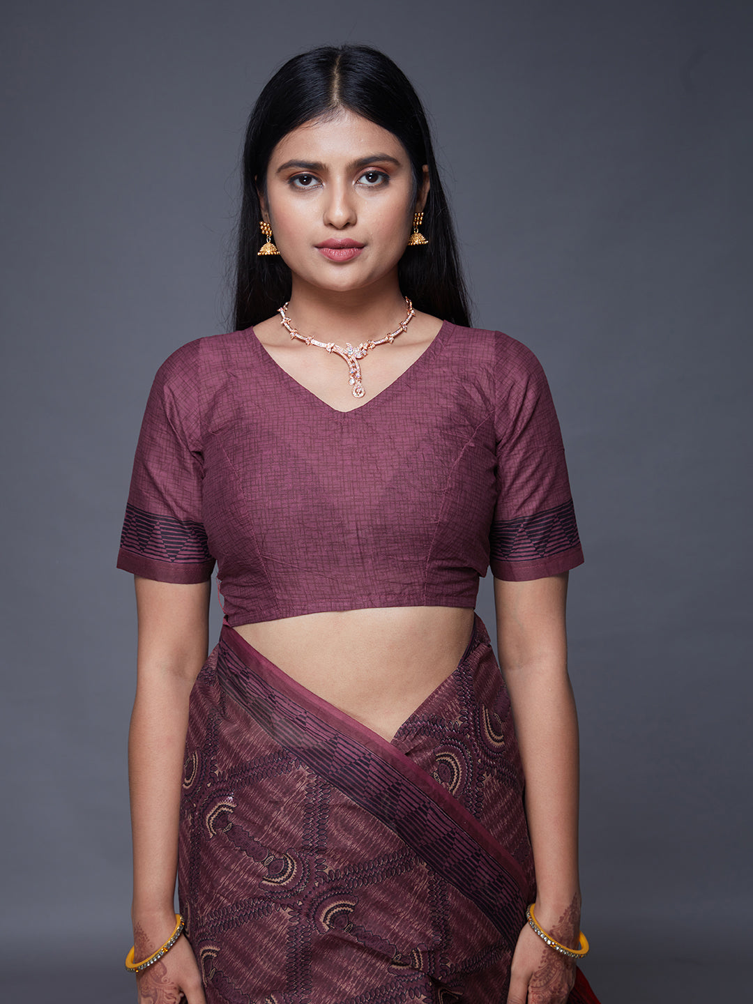 KASHMIRA Maroon Printed Pure Cotton Saree