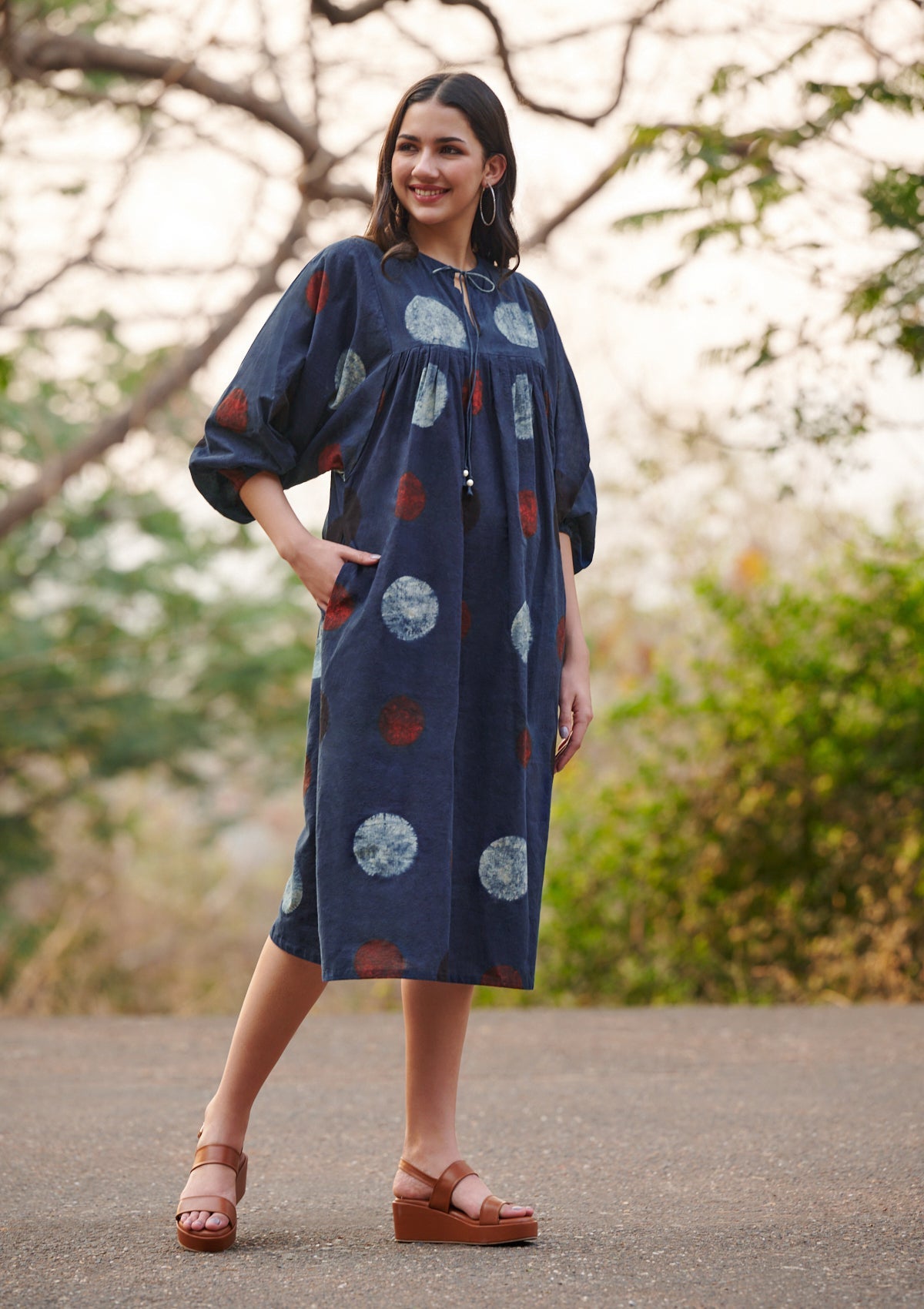 Classic Blue Ajrakh Pure Cotton Pleated Dress Salwar Studio Classic Blue Ajrakh Pure Cotton Pleated Dress Salwar Studio