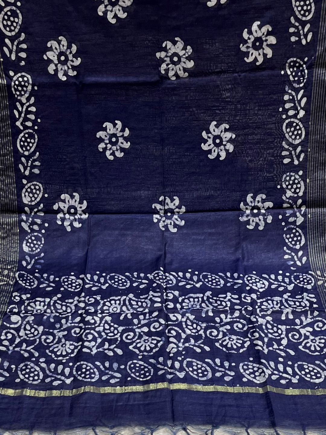 Blue Batik Printed Cotton Dupatta