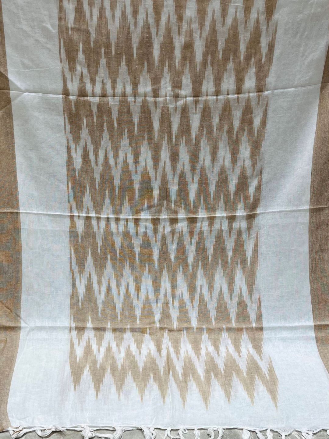 Brown Woven Design Pure Cotton Ikat Dupatta