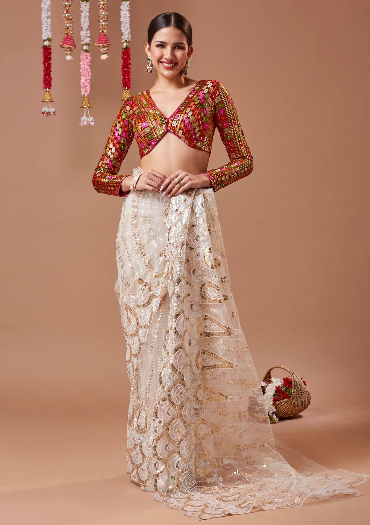 Maroon Georgette V Neck Readymade Blouse