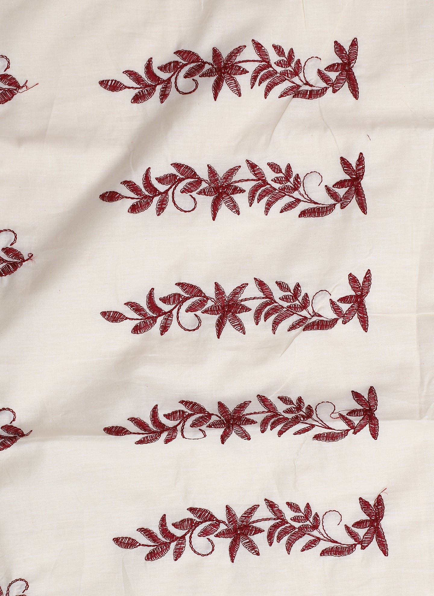 Cotton Embroidered Maroon Unstitched Salwar Dress Material With Dupatta