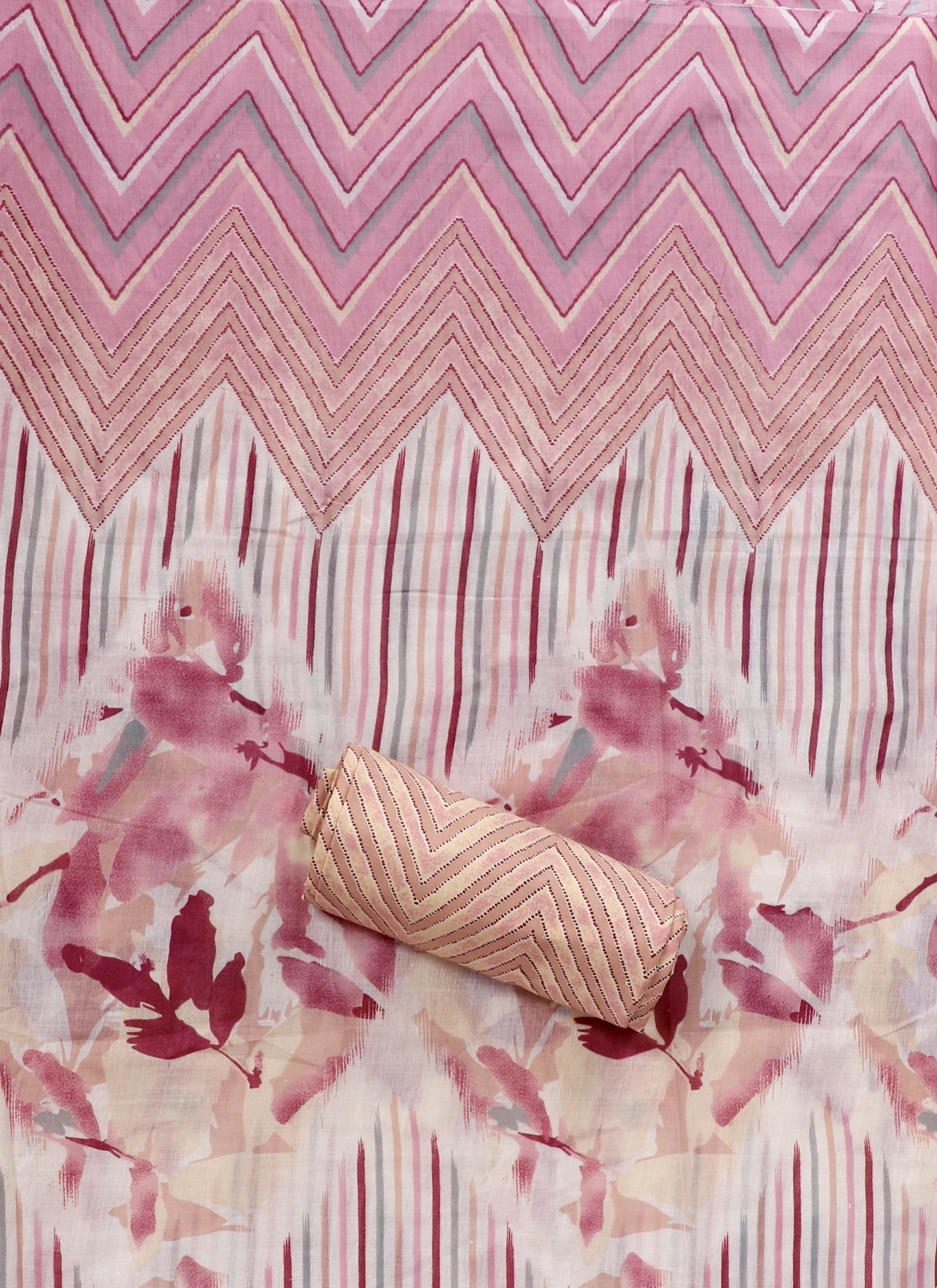 Cotton Dyed Orange Unstitched Dress Material With Dupatta