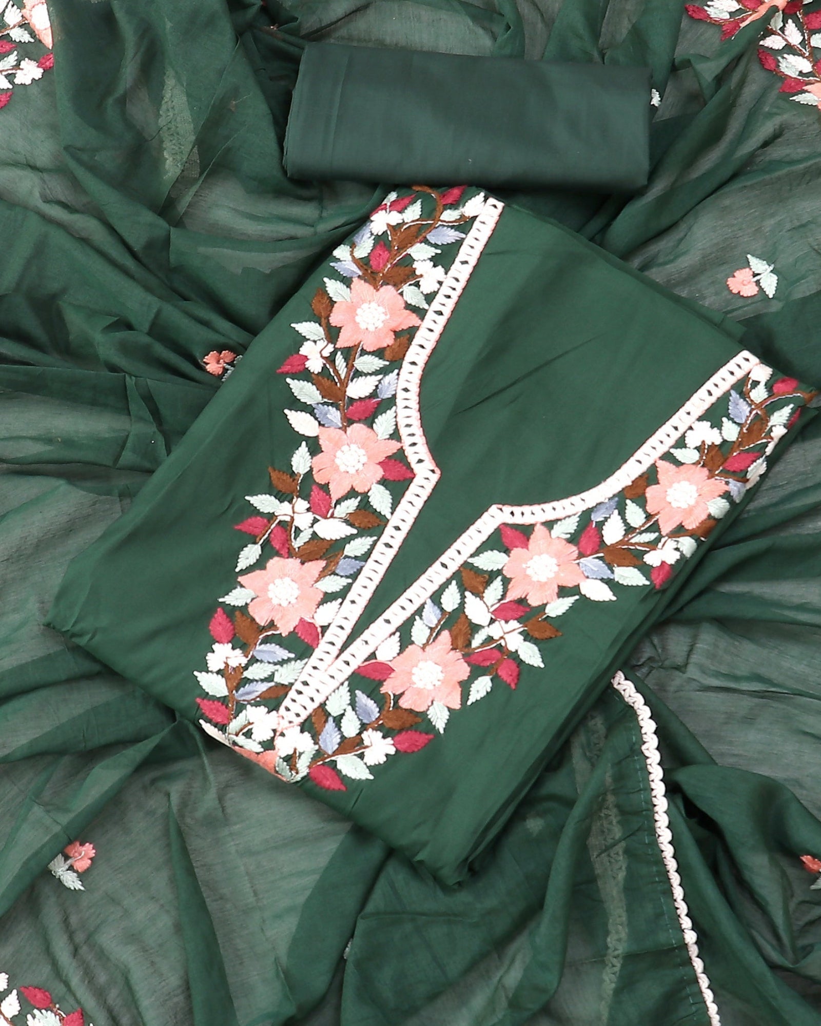 Silk Embroidered Green Unstitched Dress Material With Dupatta Salwar Studio Silk Embroidered Green Unstitched Dress Material With Dupatta Salwar Studio