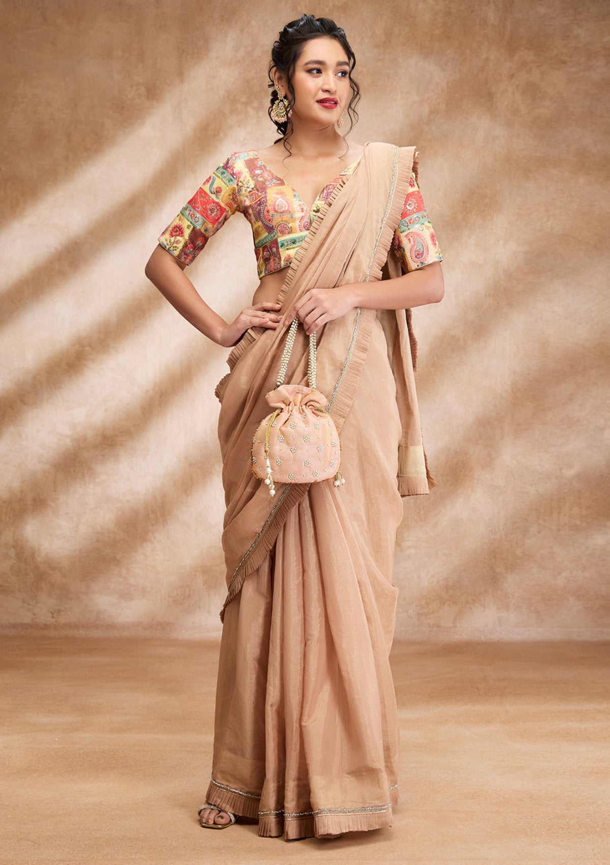 Multicolor Silk Sweetheart Neck Readymade Blouse