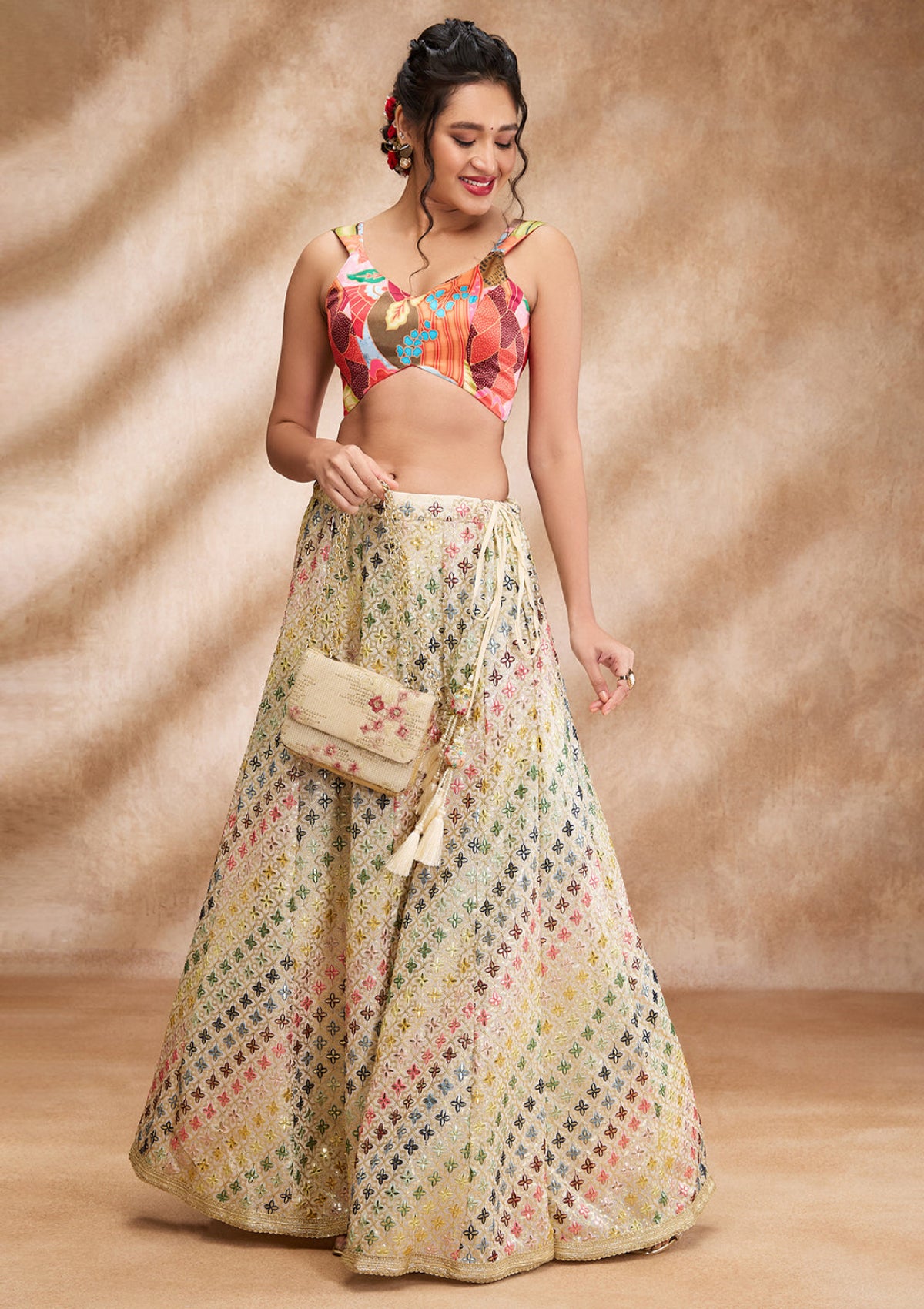 Multicolor Silk Sleeveless Readymade Blouse