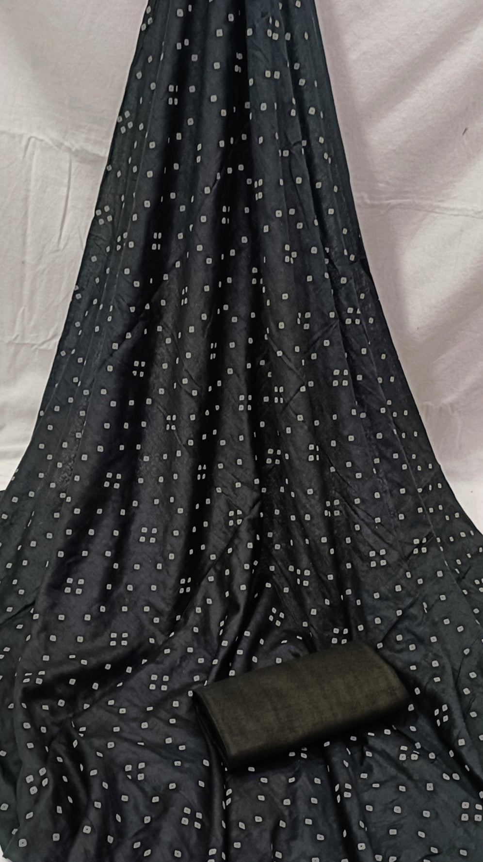 Cotton Embroidered Black Unstitched Dress Material With Dupatta
