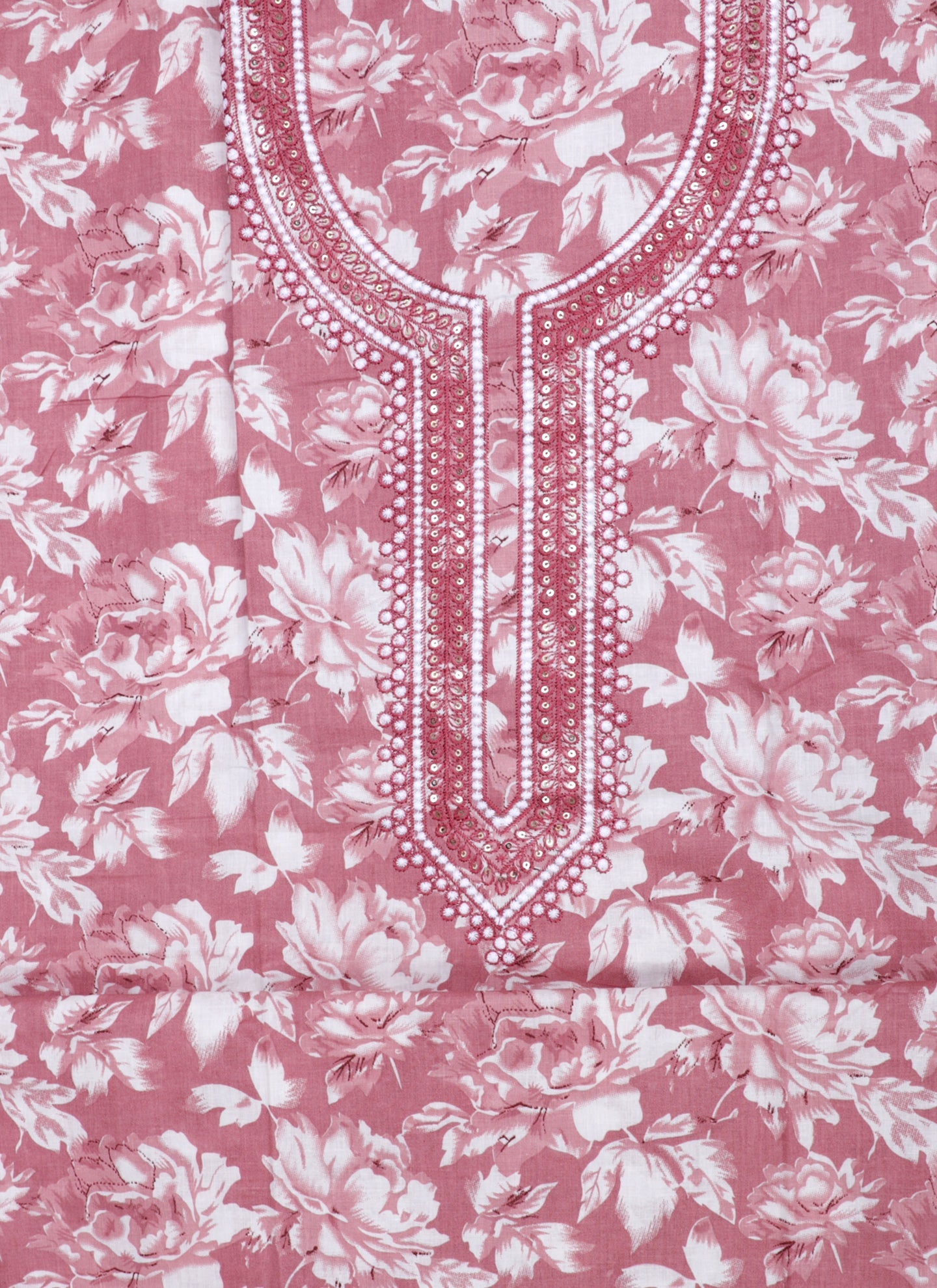 Cotton Embroidered Pink Unstitched Salwar Dress Material With Dupatta