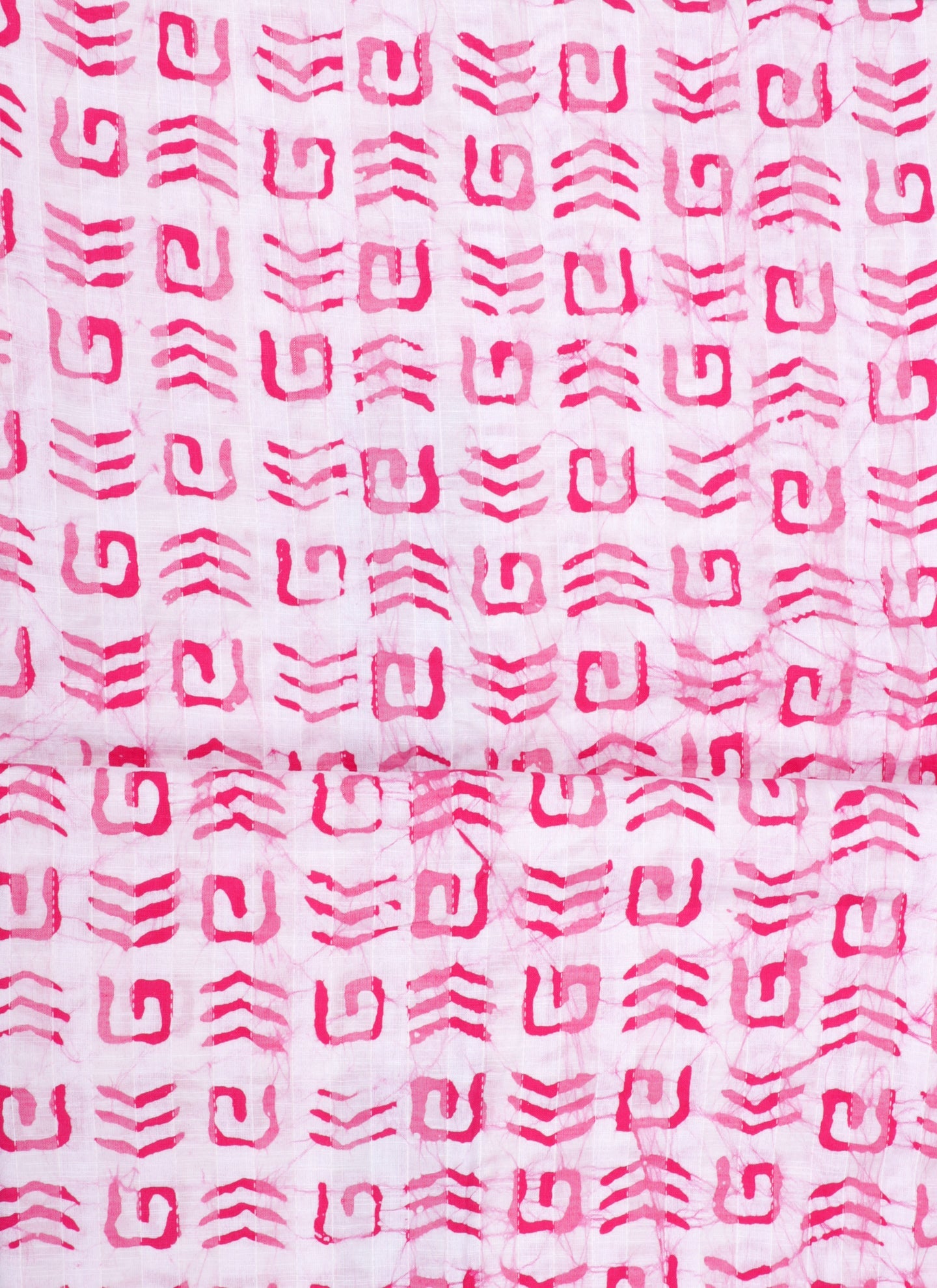 Cotton Tie & Dye Pink Unstitched Dress Material With Dupatta