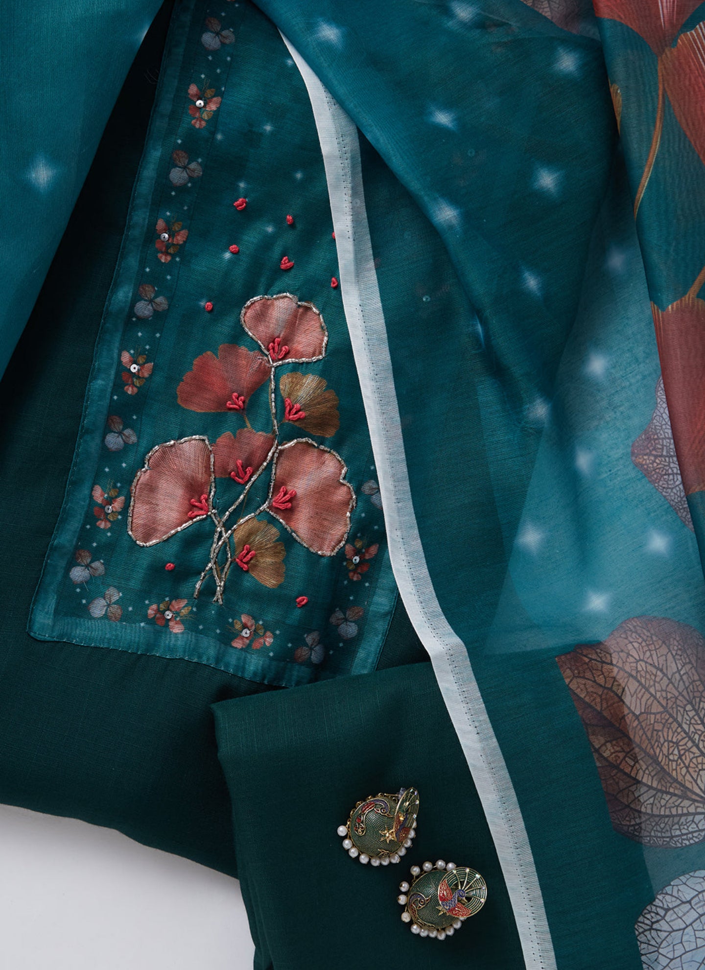 Cotton Yoke Design Green Unstitched Dress Material With Dupatta Salwar Studio Cotton Yoke Design Green Unstitched Dress Material With Dupatta Salwar Studio