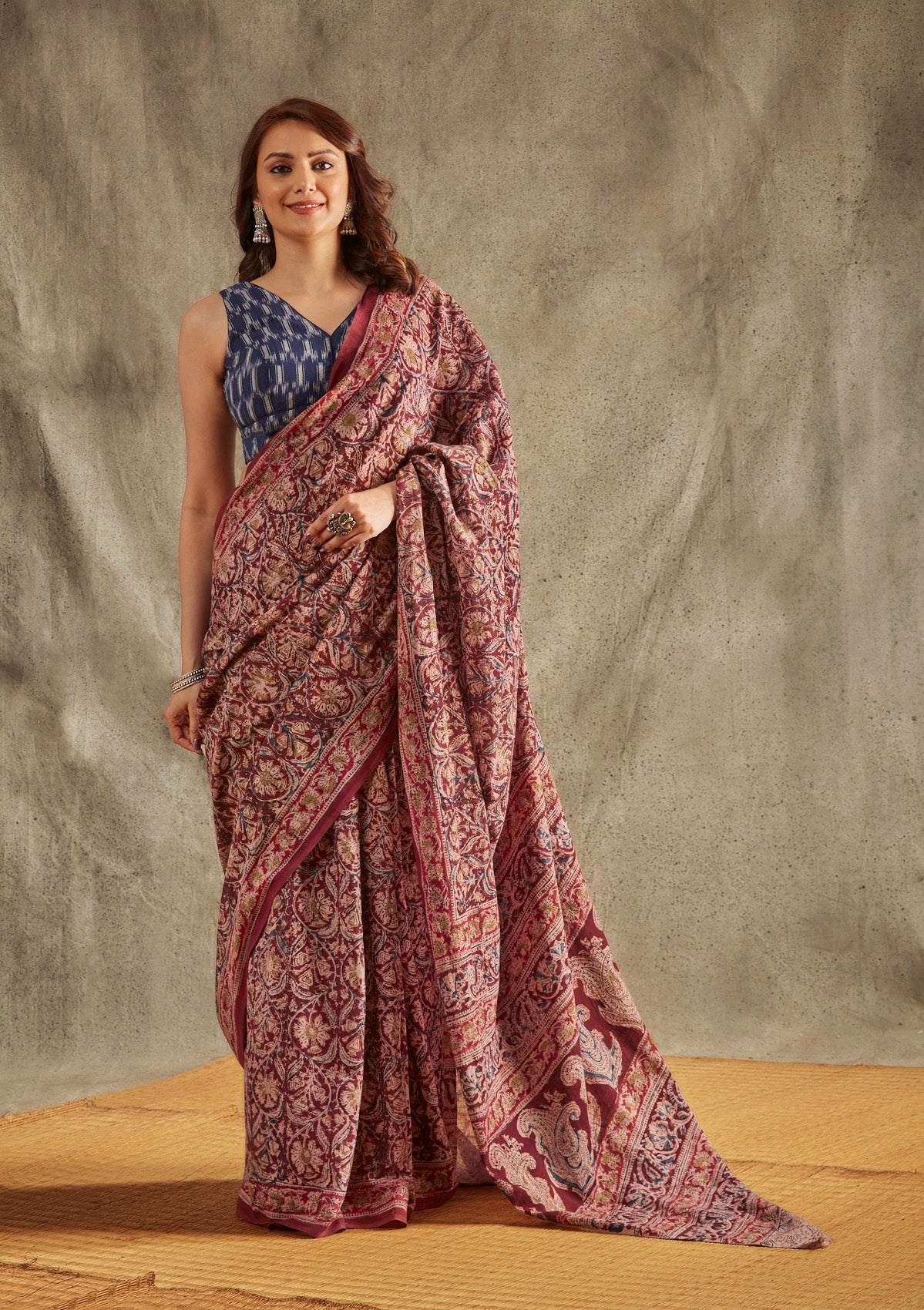 Blue Cotton Sleeveless Readymade Padded Blouse