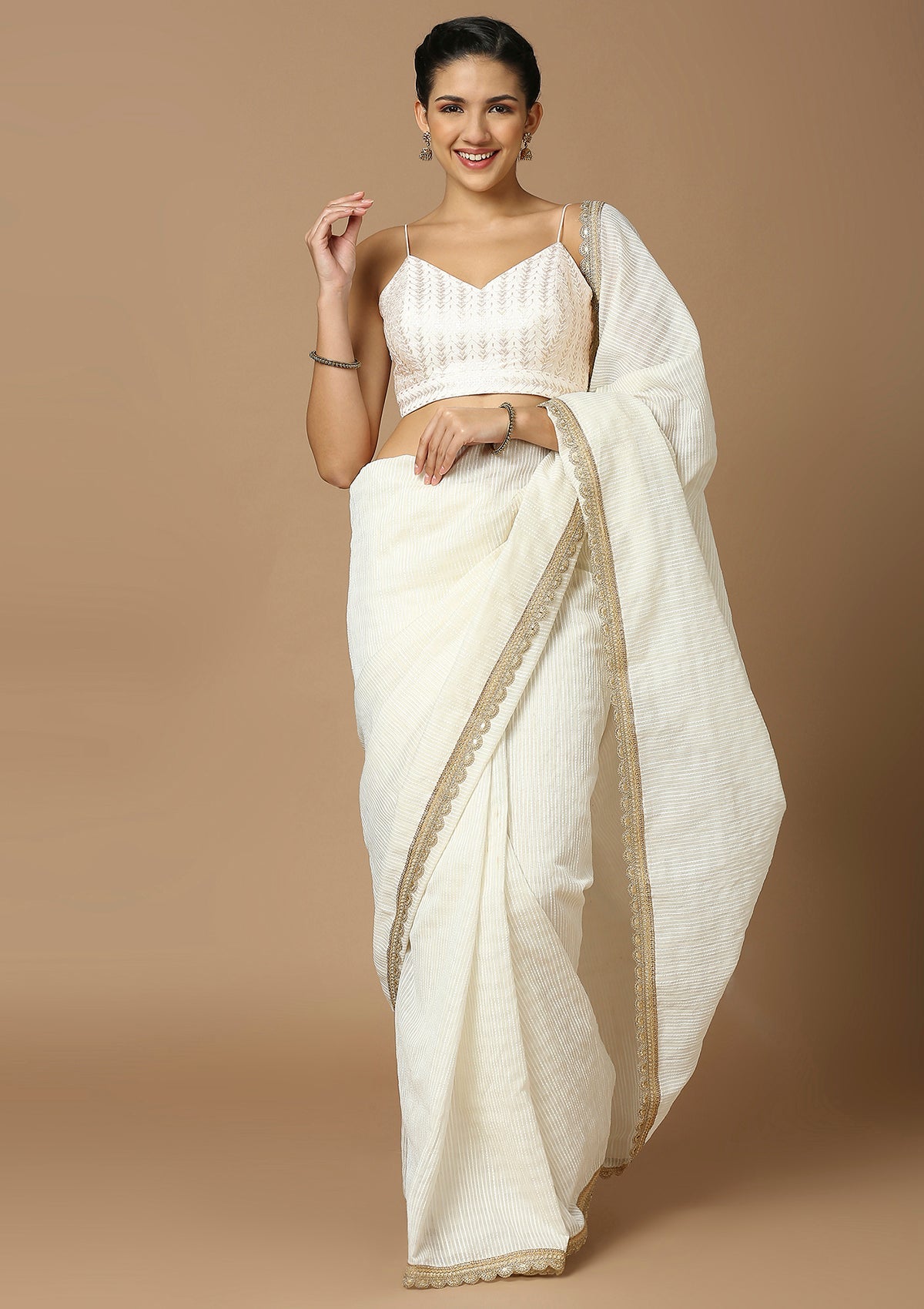 White Embellished Saree Blouse