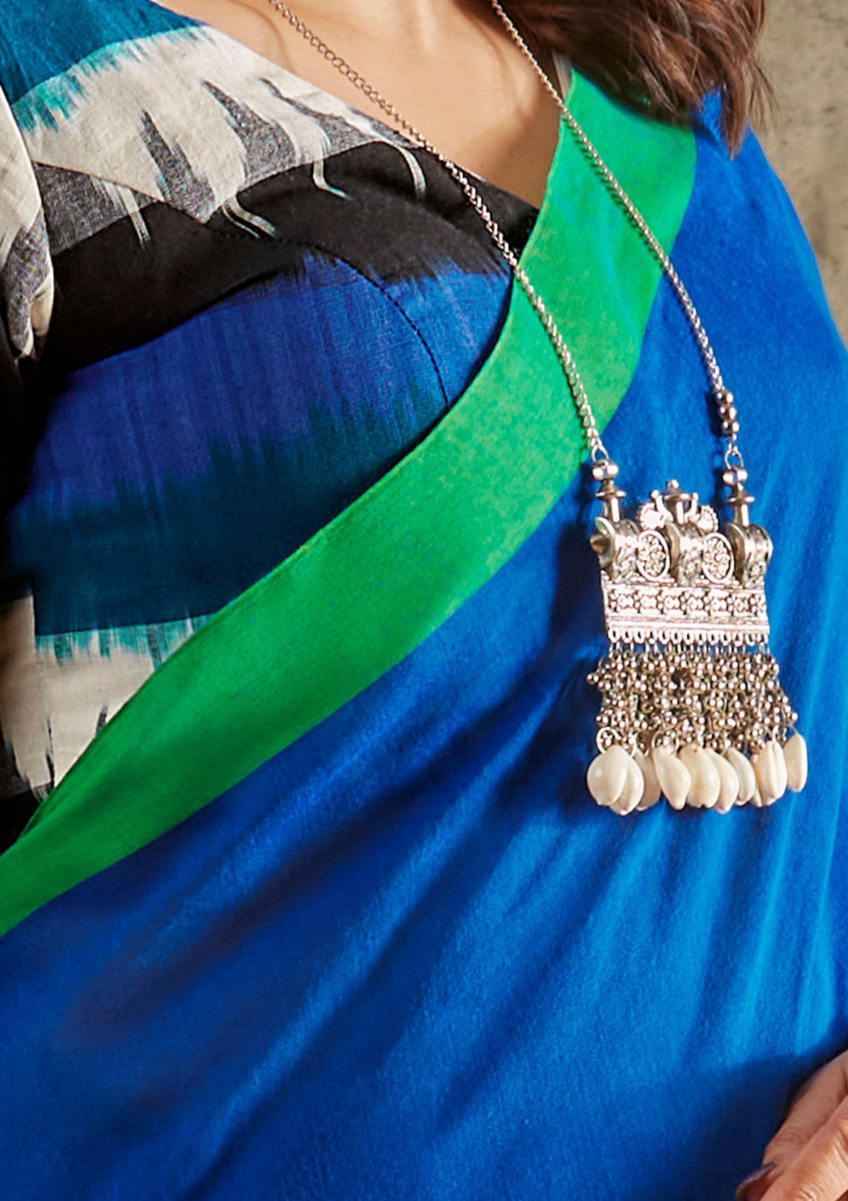 Blue Solid Cotton Saree