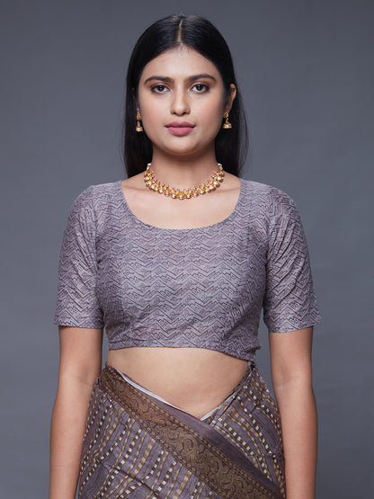 CHANDANI Grey Printed Pure Cotton Saree