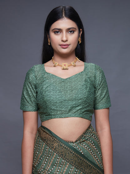 CHANDANI Green Printed Pure Cotton Saree