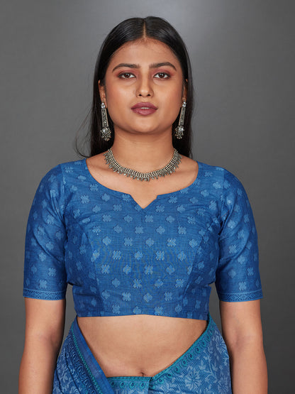 MANGALGIRI Blue Printed Pure Cotton Saree