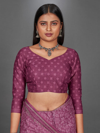 MANGALGIRI Pink Printed Pure Cotton Saree
