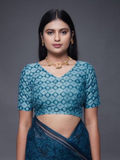 CHANDANI Blue Printed Pure Cotton Saree
