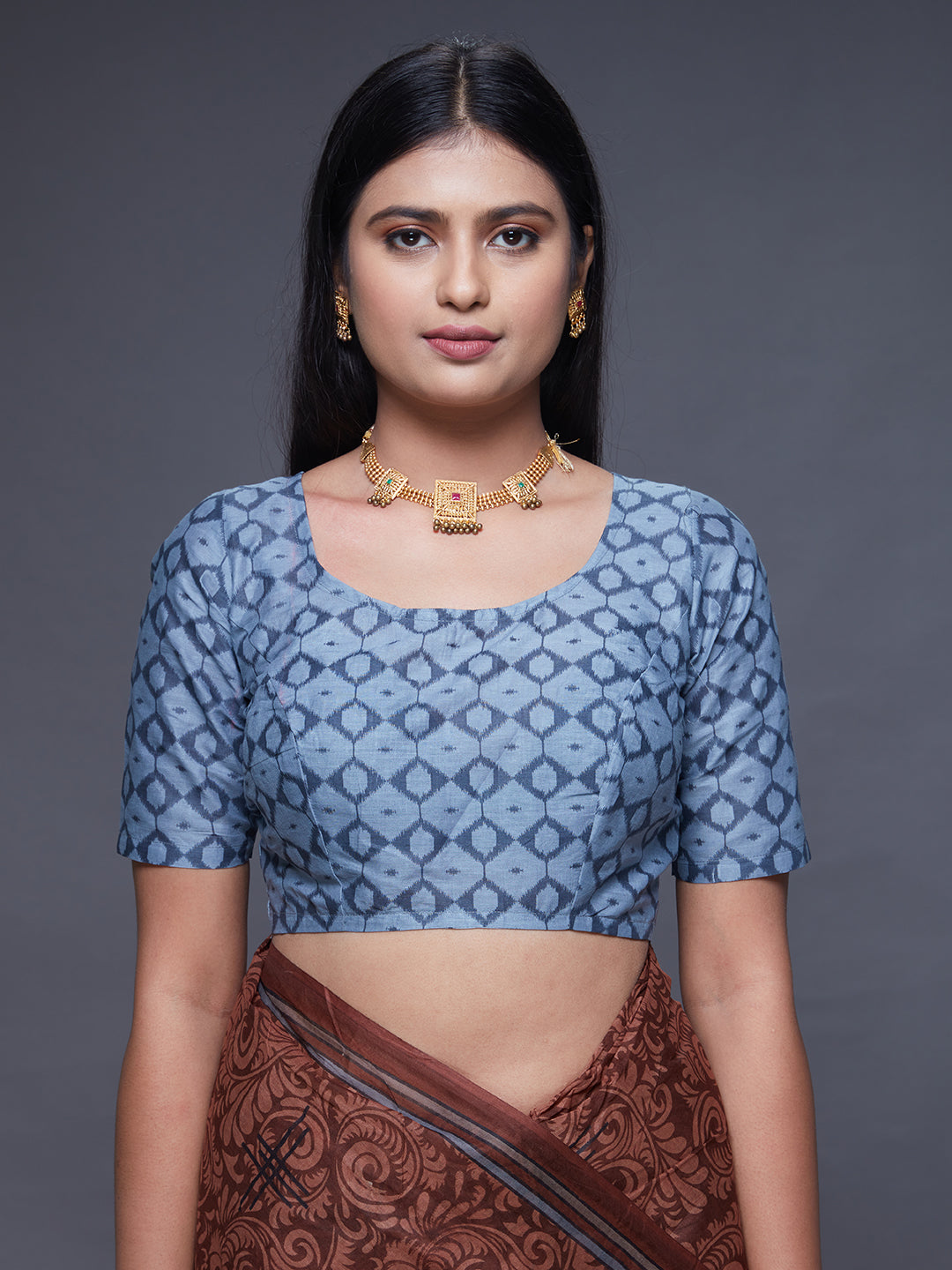 CHANDANI Brown Printed Pure Cotton Saree