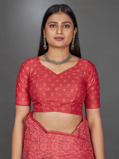 MANGALGIRI Red Printed Pure Cotton Saree