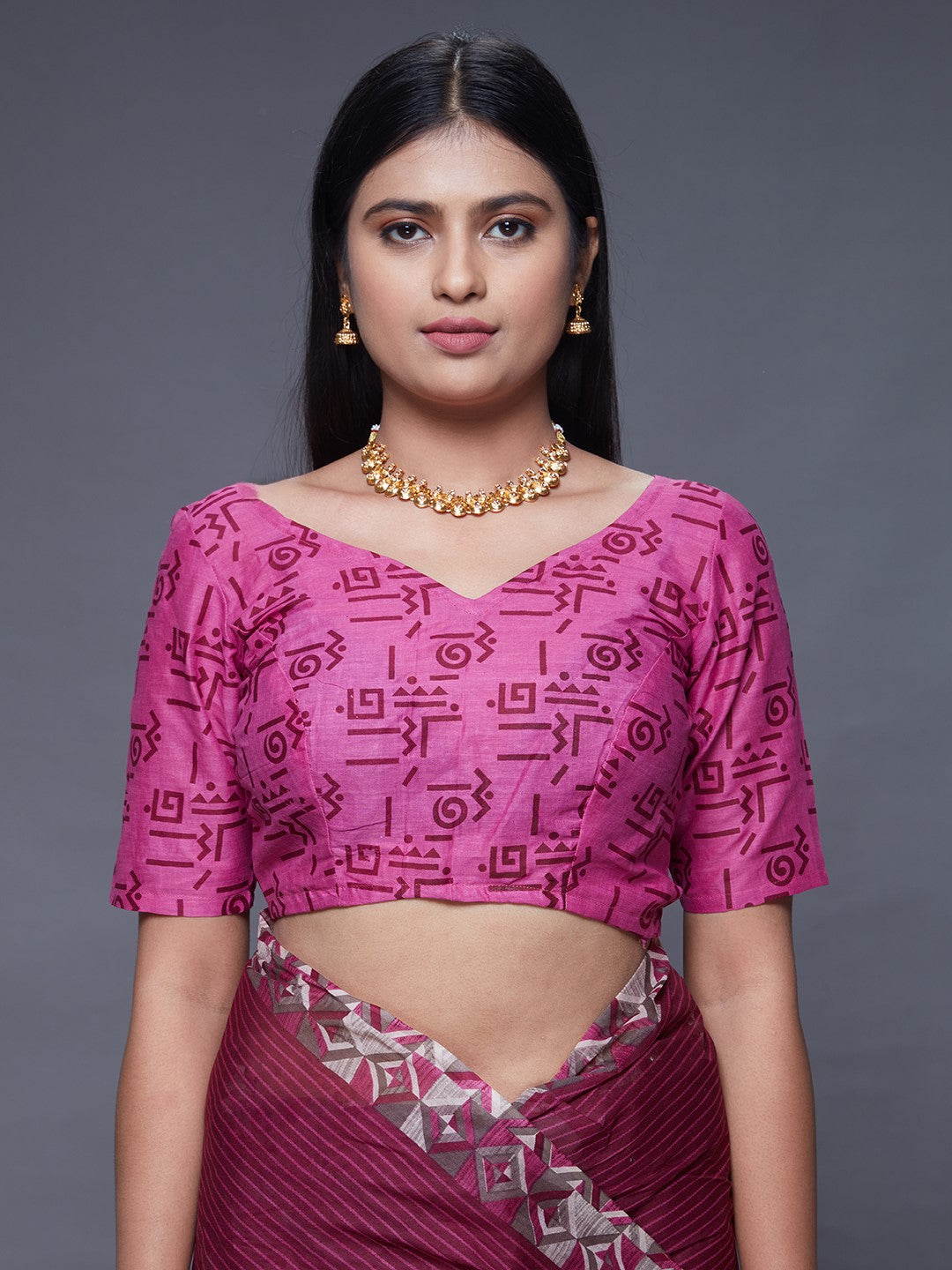 CHANDANI Purple Printed Pure Cotton Saree