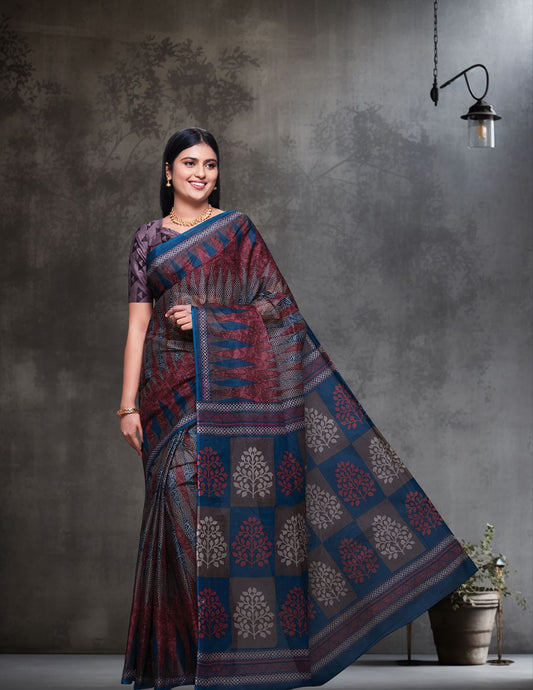 CHANDANI Multicolor Printed Pure Cotton Saree