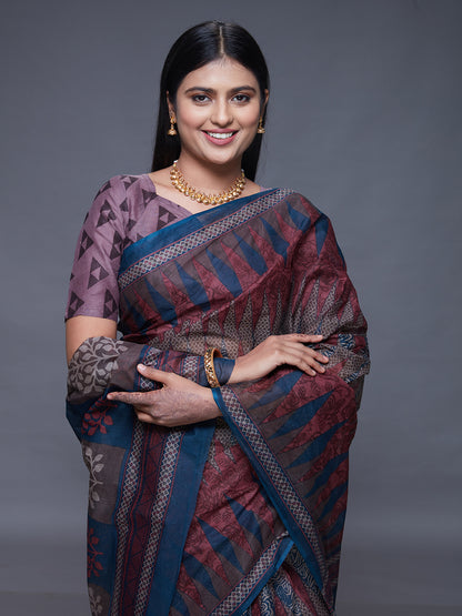 CHANDANI Multicolor Printed Pure Cotton Saree