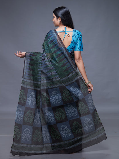 CHANDANI Grey Printed Pure Cotton Saree