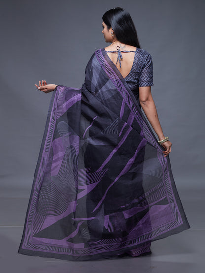 CHANDANI Black Printed Pure Cotton Saree