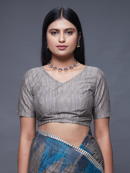 CHANDANI Grey Printed Pure Cotton Saree