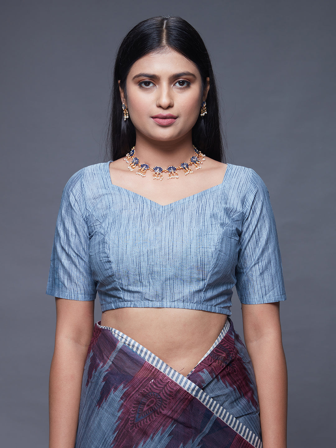 CHANDANI Grey Printed Pure Cotton Saree
