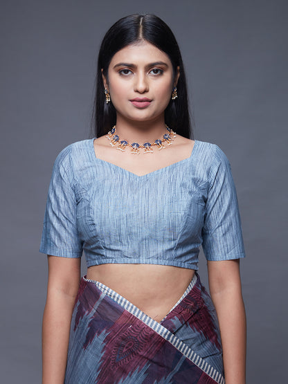 CHANDANI Grey Printed Pure Cotton Saree
