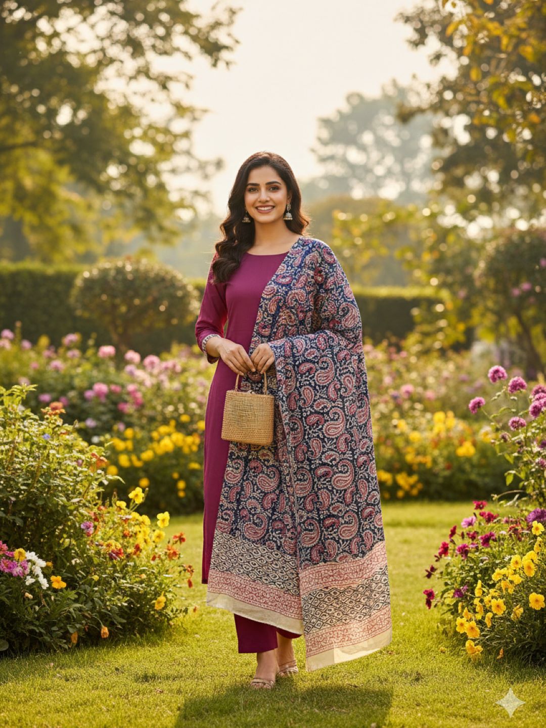 Multicolor Kalamkari Hand Block Printed Pure Cotton Dupatta