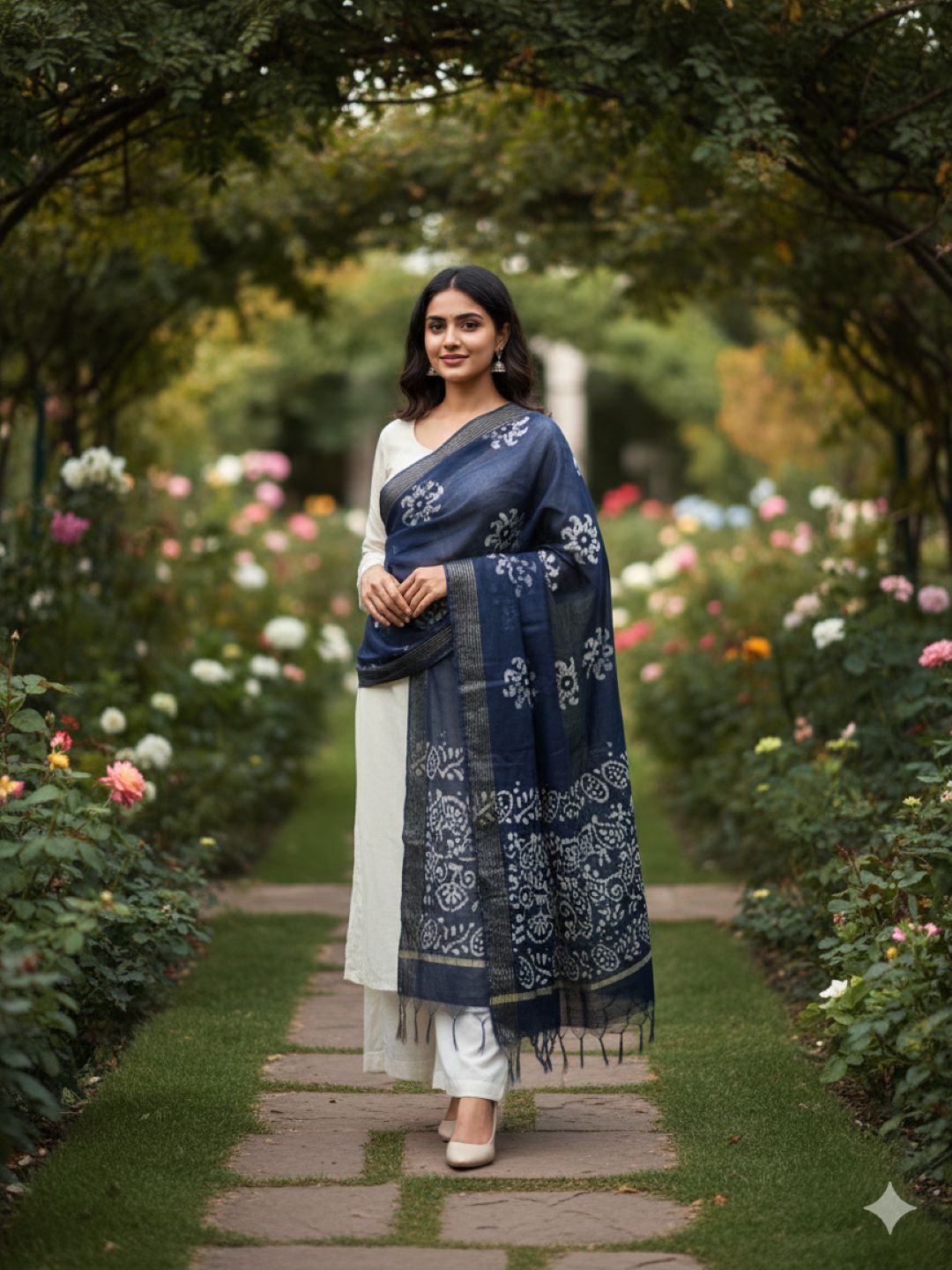 Blue Batik Printed Cotton Dupatta