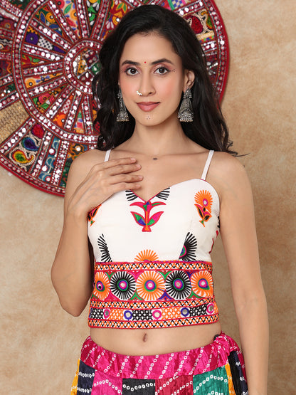 White Georgette Embroidered Padded Corset Blouse
